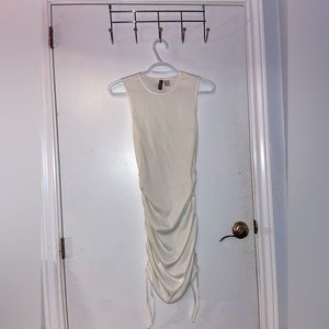 Small side tie long white dress